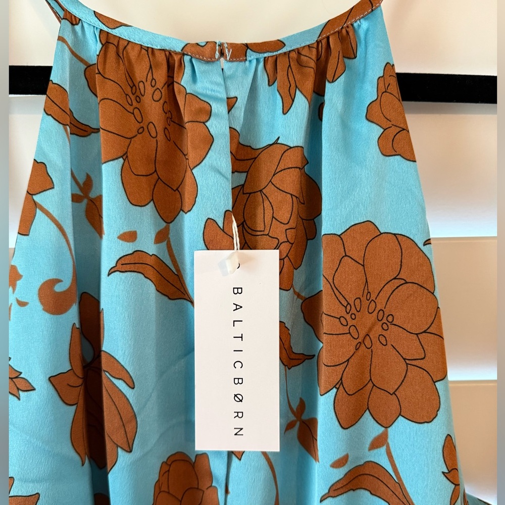 Baltic Born Satin Jumpsuit in Blue and Copper